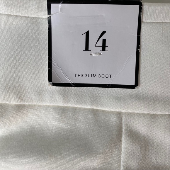 White House Black Market The Slim Boot Pants Ecru Cream White Size 14R New - Picture 5 of 12